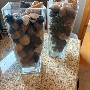 Decorative Glass Vase with Natural Accents